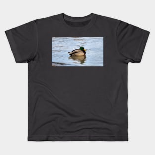 Male Mallard Duck Swimming Along a Beach Kids T-Shirt